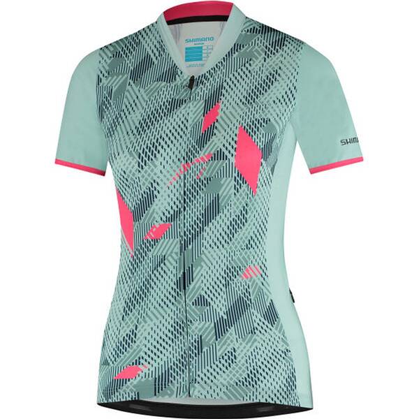 Thumbnail - SHIMANO W's SAGAMI Short Sleeve Zip Jersey, Gray/Mint