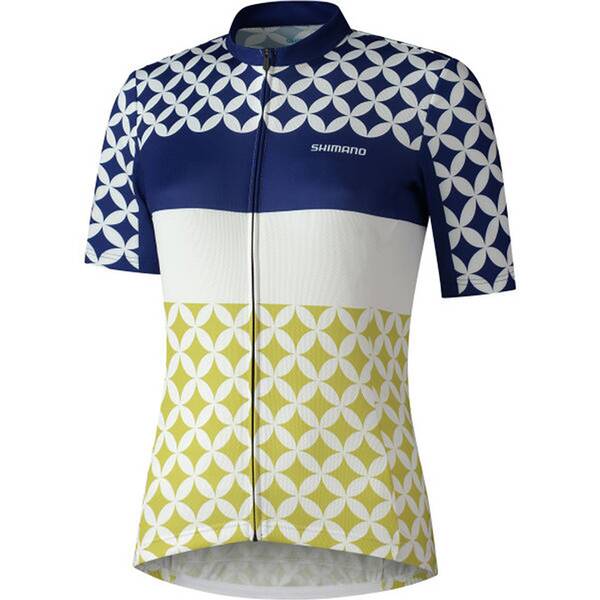 Thumbnail - SHIMANO W's MIZUKI Short Sleeve Jersey, White/Navy
