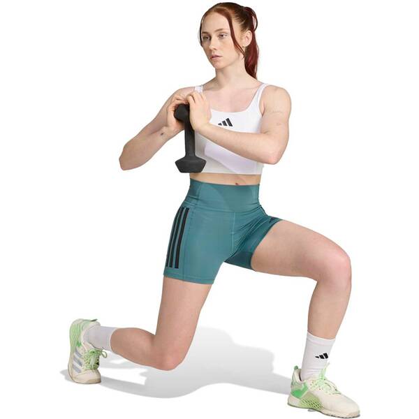 Thumbnail - ADIDAS Damen Tight Optimé 3-Streifen 1/4 kurze (Länge 4 Zoll)