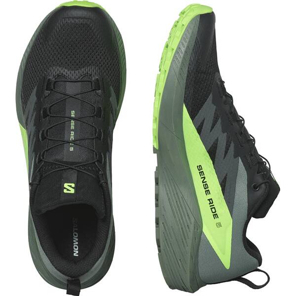 Thumbnail - SALOMON Herren Trailrunningschuhe SHOES SENSE RIDE 5 Black/Laur/Grgeck