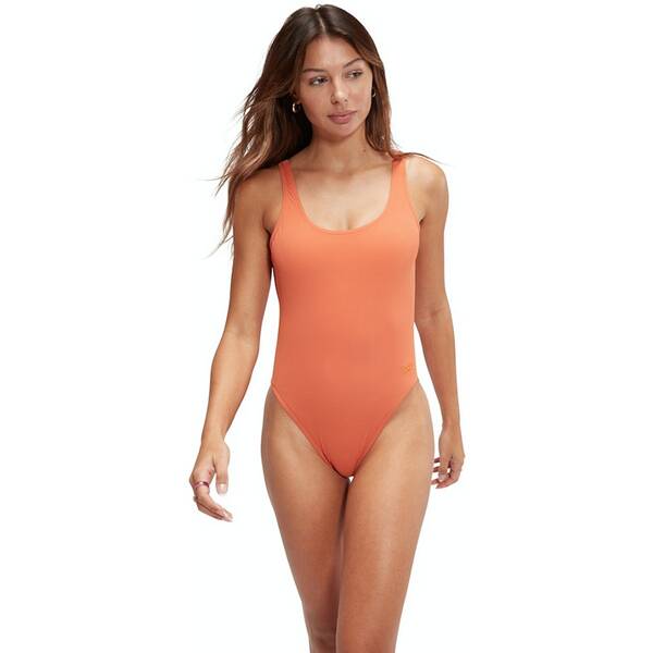 Thumbnail - SPEEDO Damen Schwimmanzug TEXTD BELTED DEEP U-BK 1PC AF BROWN/ORAN