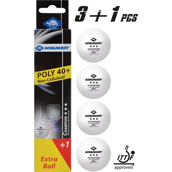 Thumbnail - SCHILDKRÖT Tischtennisball 3-Stern CHAMPION POLY 40+ 4er