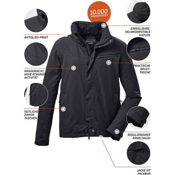 Thumbnail - KILLTEC Herren Funktionsjacke mit einrollbarer Kapuze, packbar KOS 26 MN JCKT