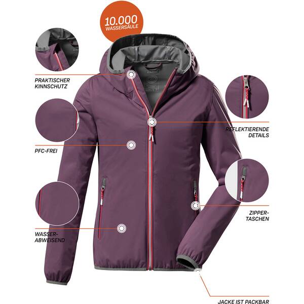 Thumbnail - KILLTEC Kinder Softshell Jacke mit Kapuze, packbar KOS 164 GRLS SFTSHLL JCKT