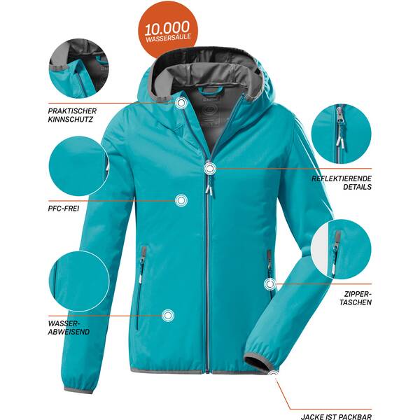 Thumbnail - KILLTEC Kinder Softshell Jacke mit Kapuze, packbar KOS 164 GRLS SFTSHLL JCKT