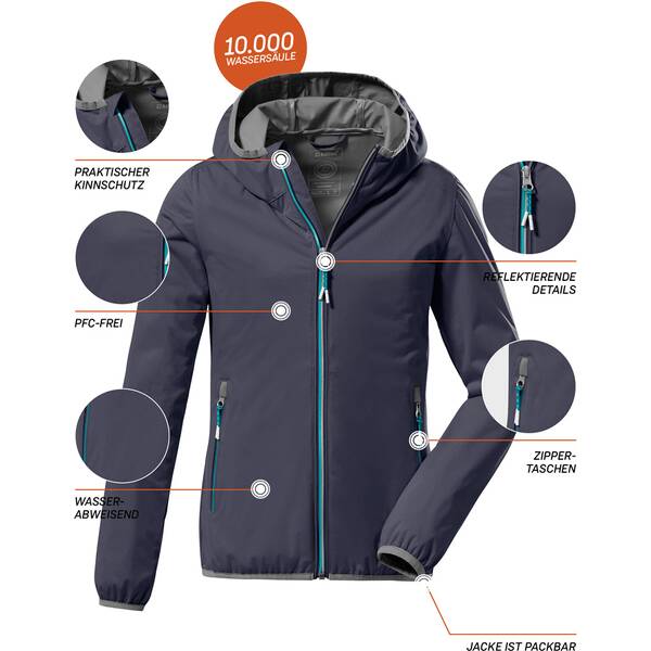 Thumbnail - KILLTEC Kinder Softshell Jacke mit Kapuze, packbar KOS 164 GRLS SFTSHLL JCKT