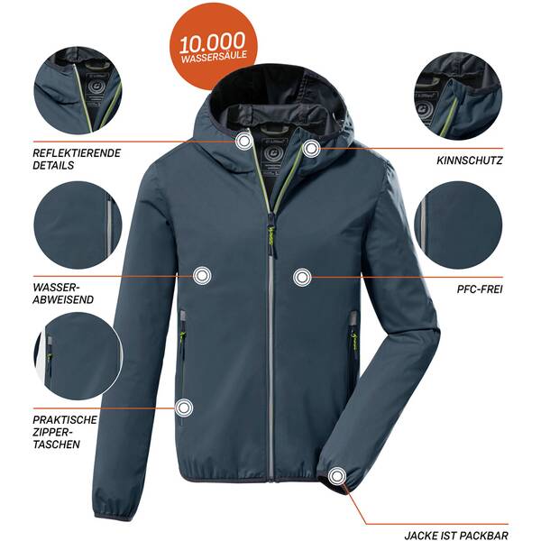 Thumbnail - KILLTEC Kinder Softshell Jacke mit Kapuze, packbar KOS 167 BYS SFTSHLL JCKT