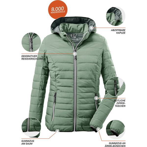 Thumbnail - G.I.G.A. DX by killtec Damen Jacke Uyaka - Casual Funktionsjacke in Daunenoptik mit abzippbarer Kapuze