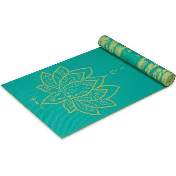 Thumbnail - GAIAM Matte TURQUOISE LOTUS YOGAMATTE 6MM PREMIUM REVERSIBLE