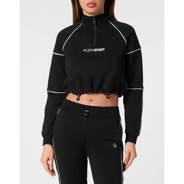 Thumbnail - PLEIN SPORT Funktionsjacke Cropped Sweatjacke mit Kapuze