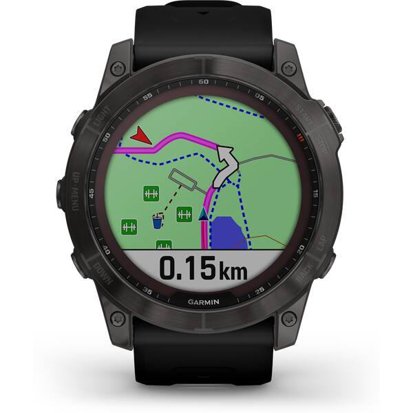 Thumbnail - GARMIN fēnix® 7X Sapphire Solar, schiefergraues DLC-Titan mit schwarzem Armband