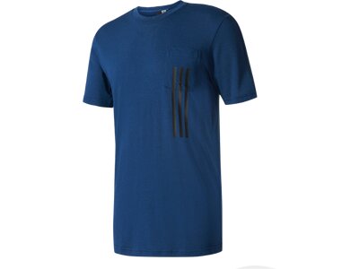 ADIDAS Herren T-Shirt ID 3-Stripes Pocket Blau
