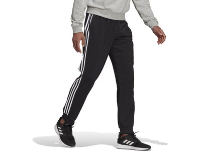 adidas Herren AEROREADY Essentials Tapered Cuff Woven 3-Streifen Hose Schwarz