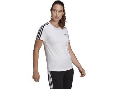 ADIDAS Damen Shirt LOUNGEWEAR Essentials Slim 3-Streifen Weiß