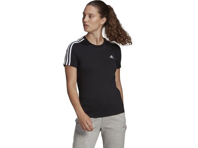 ADIDAS Damen Shirt LOUNGEWEAR Essentials Slim 3-Streifen Schwarz