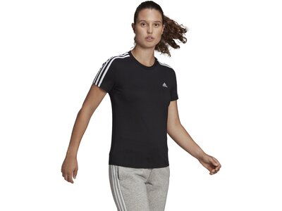 ADIDAS Damen Shirt LOUNGEWEAR Essentials Slim 3-Streifen Schwarz