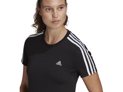 ADIDAS Damen Shirt LOUNGEWEAR Essentials Slim 3-Streifen Schwarz