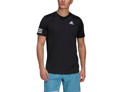 ADIDAS Herren Tennis Shirt "Club 3 Stripes" Kurzarm Schwarz