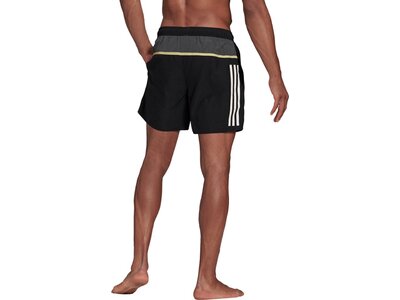 adidas Herren Short-Length Colorblock 3-Streifen Badeshorts Schwarz