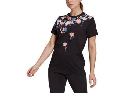 ADIDAS Damen Shirt Damen T-Shirt Floral Boyfriend Schwarz