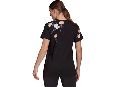 ADIDAS Damen Shirt Damen T-Shirt Floral Boyfriend Schwarz