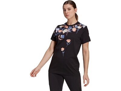 ADIDAS Damen Shirt Damen T-Shirt Floral Boyfriend Schwarz