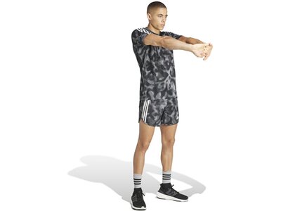 ADIDAS Herren Shorts Own the Run 3-Streifen Allover Print (Länge 5 Zoll) Grau