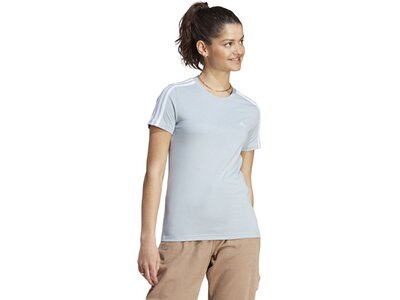 ADIDAS Damen Shirt LOUNGEWEAR Essentials Slim 3-Streifen Silber