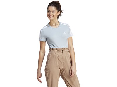 ADIDAS Damen Shirt LOUNGEWEAR Essentials Slim 3-Streifen Silber