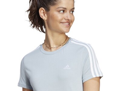 ADIDAS Damen Shirt LOUNGEWEAR Essentials Slim 3-Streifen Silber