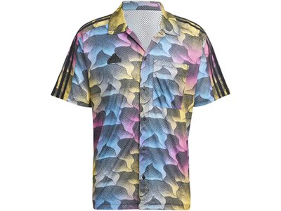 ADIDAS Herren Polo Tiro Allover Print Mesh Resort Hemd Grau