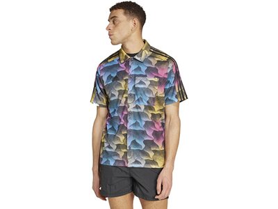 ADIDAS Herren Polo Tiro Allover Print Mesh Resort Hemd Grau