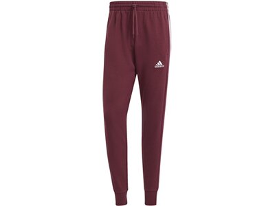 ADIDAS Herren Hose Essentials French Terry Tapered Cuff 3-Streifen Rot