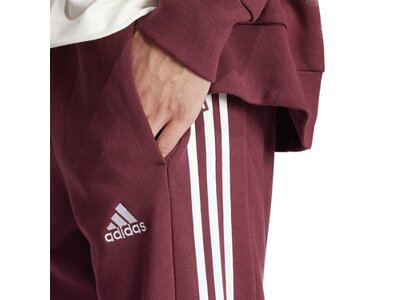 ADIDAS Herren Hose Essentials French Terry Tapered Cuff 3-Streifen Rot