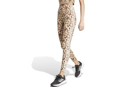 ADIDAS Damen Tight Essentials 3-Streifen Animal Print Braun