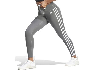 ADIDAS Damen Tight Train Essentials 3-Streifen High-Waisted Grau