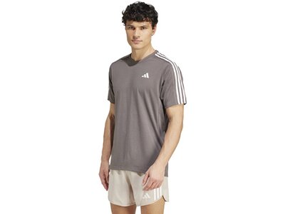 ADIDAS Herren T-Shirt Own the Run 3-Streifen Grau