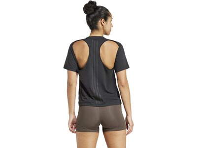 ADIDAS Damen Shirt Power Back-Cutout 3-Streifen Grau
