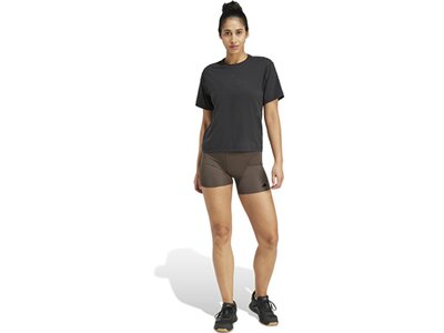 ADIDAS Damen Shirt Power Back-Cutout 3-Streifen Grau