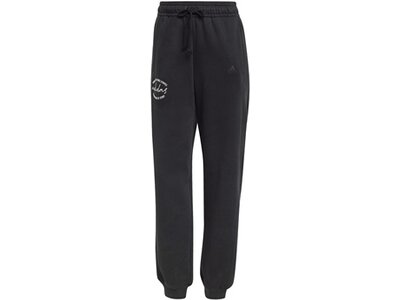 ADIDAS Damen Hose Signature Graphic Print Fleece Loose Schwarz