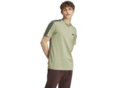 ADIDAS Herren Shirt Essentials Single Jersey 3-Streifen Braun