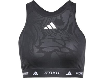ADIDAS Damen BH TECHFIT Medium-Support High-Neck Print Schwarz