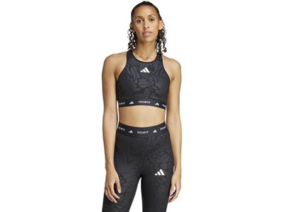 ADIDAS Damen BH TECHFIT Medium-Support High-Neck Print Schwarz