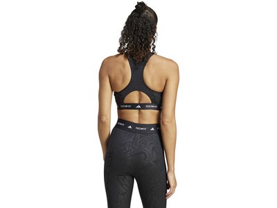 ADIDAS Damen BH TECHFIT Medium-Support High-Neck Print Schwarz