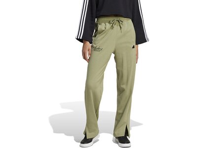 ADIDAS Damen Hose Signature Graphic Embroidery French Terry Straight Leg Grau