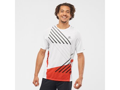 SALOMON Herren SENSE AERO SS TEE M WHITE/Fiery Red/BLAC Pink