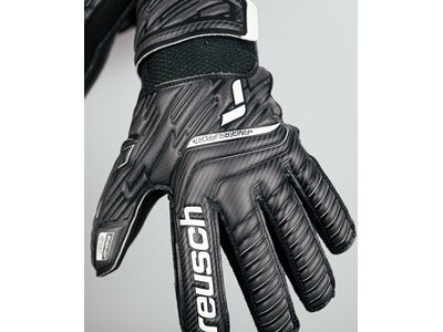 REUSCH Kinder Torwarthandschuhe Attrakt Resist Finger Support Junior Schwarz