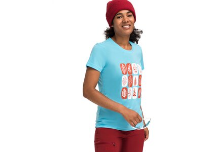 MAIER SPORTS Damen Shirt Waltraut Print 1/2 Arm Blau
