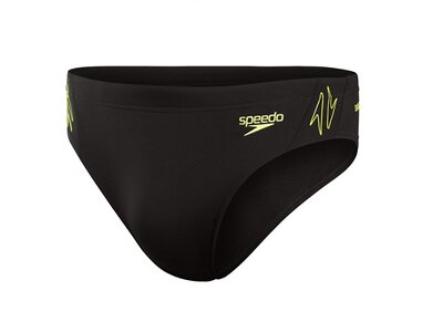 SPEEDO Badehose HYPERBOOM SPL 7CM BRF AM BLACK/YELLOW Schwarz