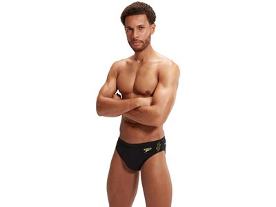SPEEDO Badehose HYPERBOOM SPL 7CM BRF AM BLACK/YELLOW Schwarz